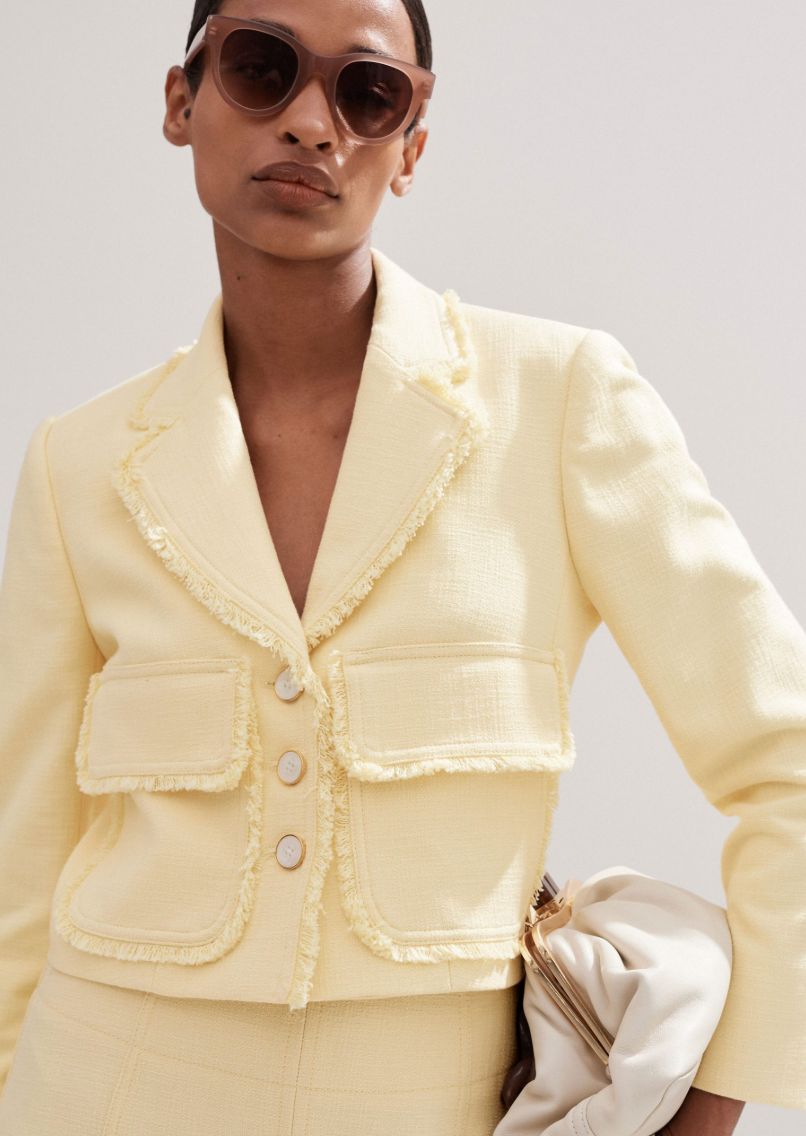 ME+EM Textured Cotton-Blend Crop Jacket size 12