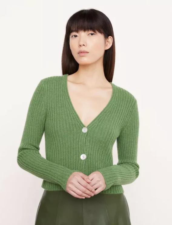 Vince Cashmere Ribbed Button-front Cardigan size S