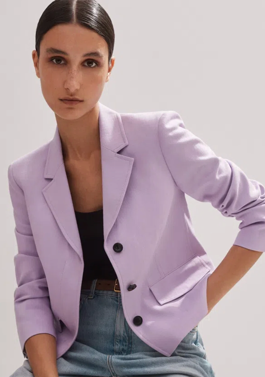 Me + Em Textured Short Fitted Contour Jacket Dusted Lilac size 12