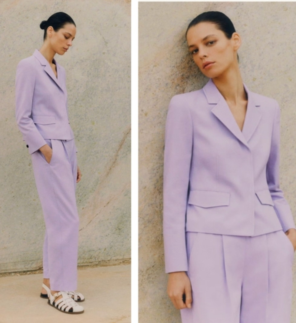 Me + Em Textured Short Fitted Contour Jacket Dusted Lilac size 12