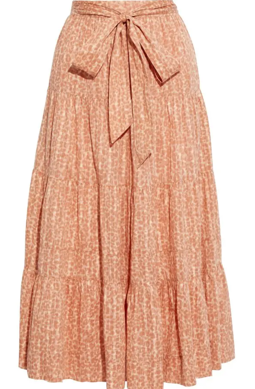 Ulla Johnson Sierra Tiered Leopard-print Midi Skirt size 2