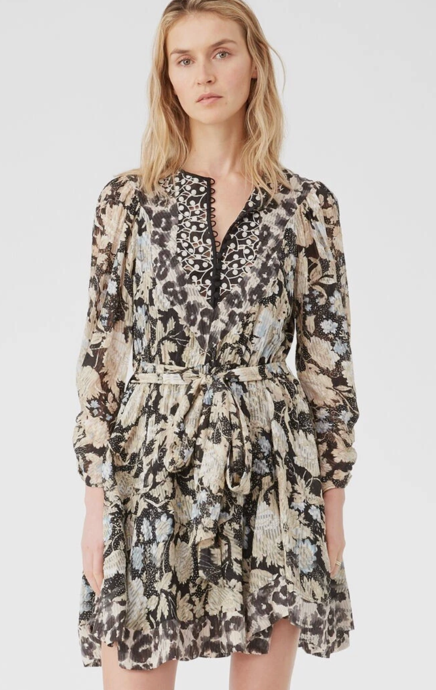 Rebecca Taylor Print Mix Clip Dress size 0
