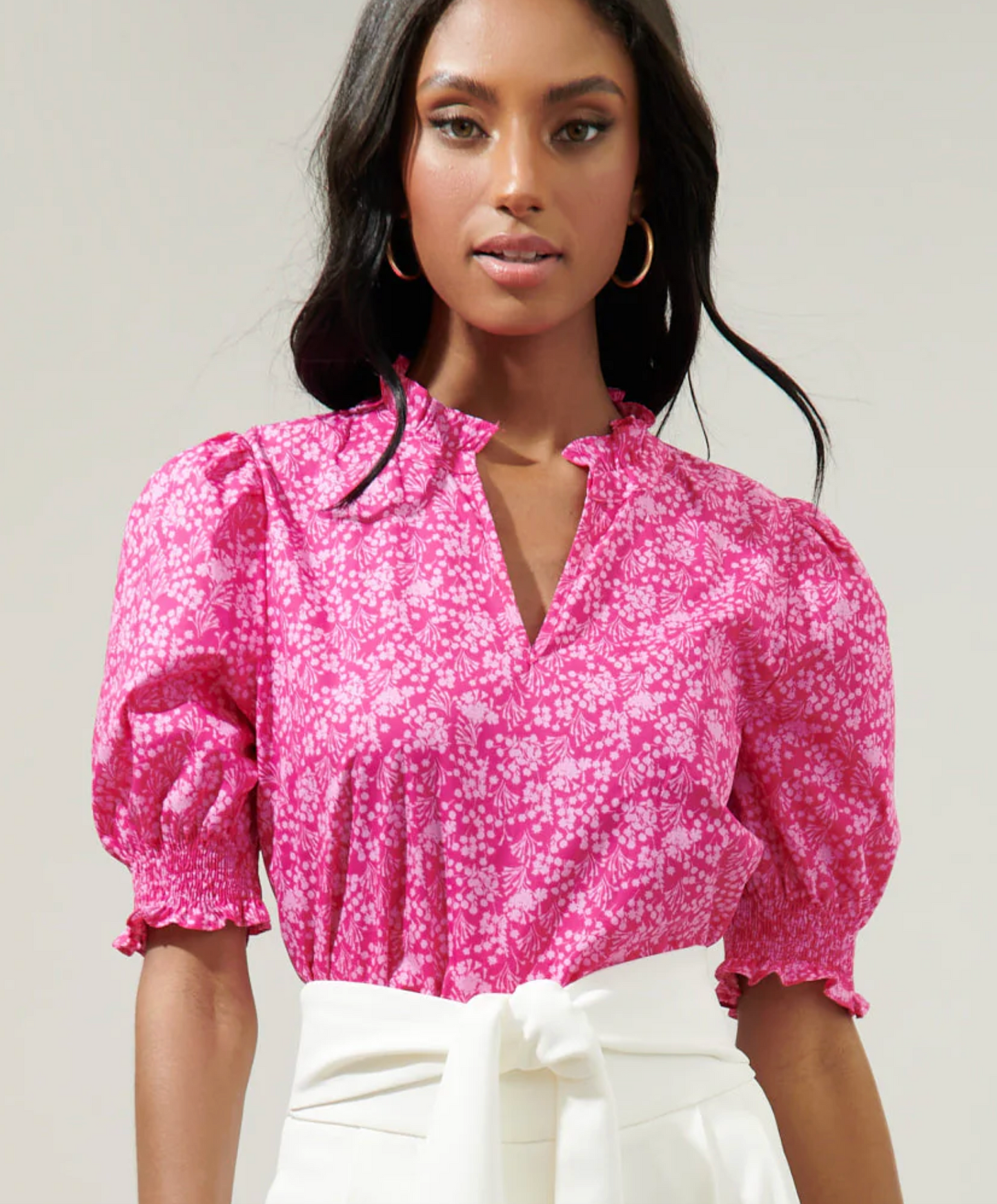 Sugarlips Pink Palisades Reign Split Neck Top size L