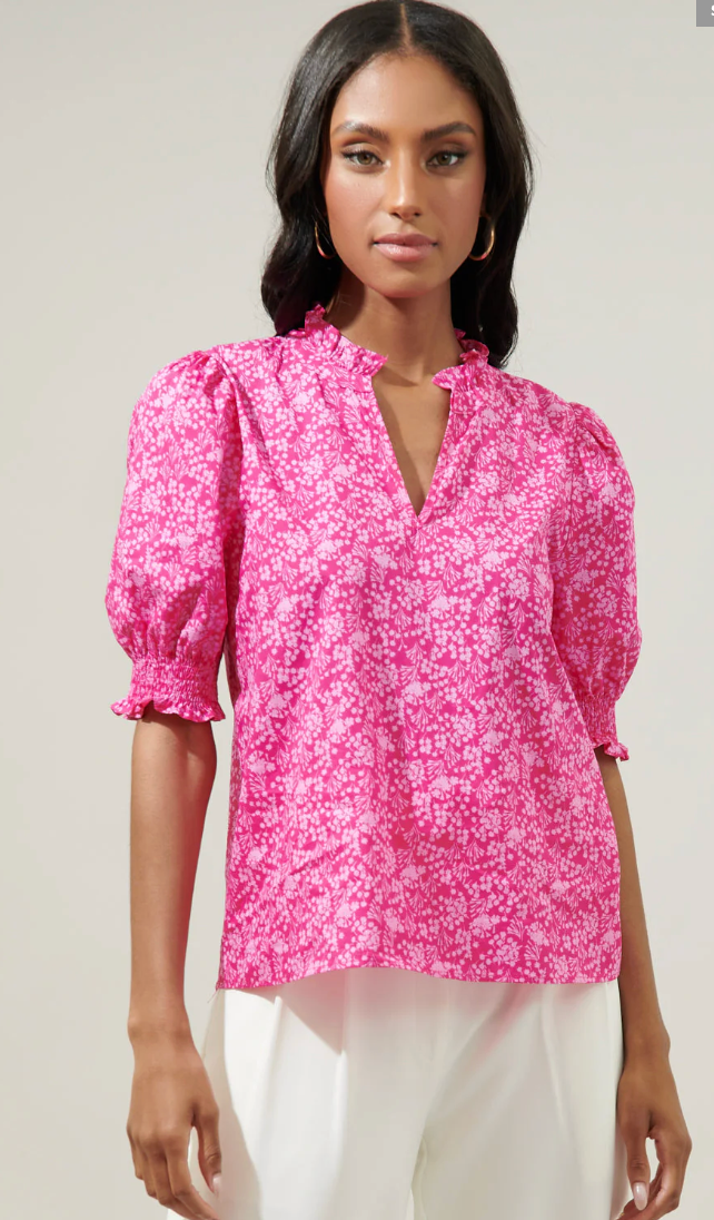 Sugarlips Pink Palisades Reign Split Neck Top size L