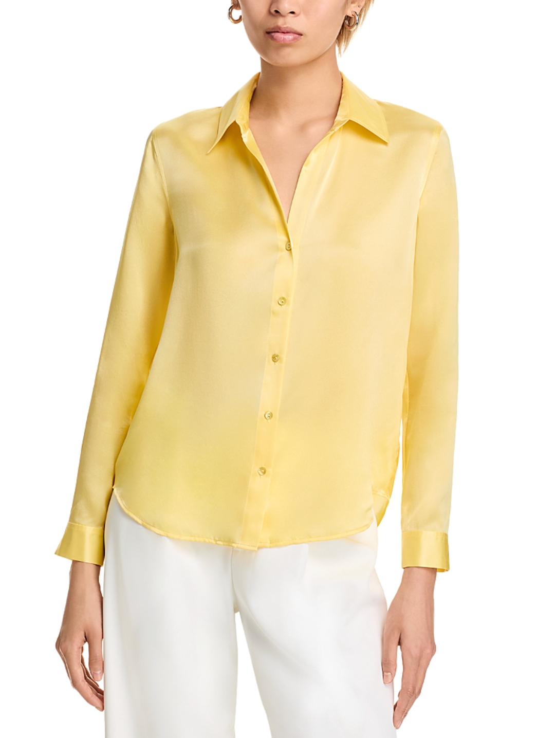 L'Agence Tyler Silk Blouse in Pale Yellow size S