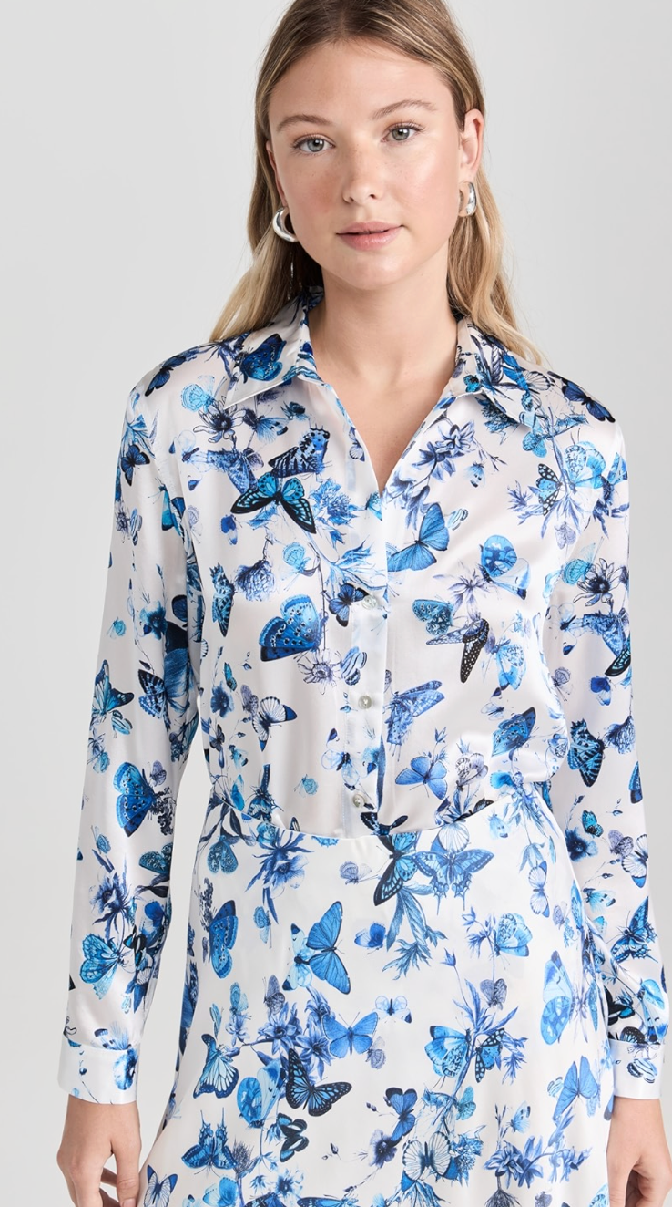 L'Agence Tyler Long Sleeve Blouse Butterflies size S