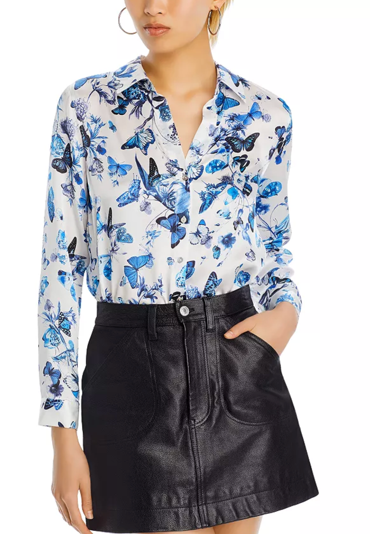 L'Agence Tyler Long Sleeve Blouse Butterflies size S