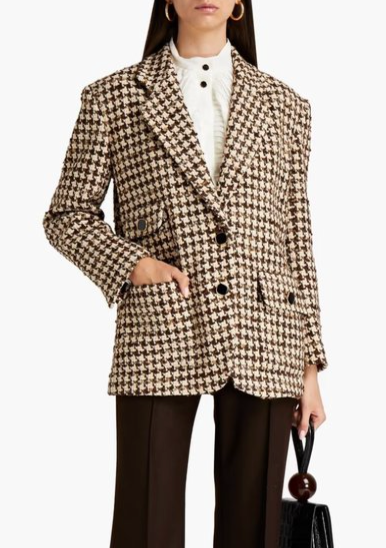 Sandro Brown Esther Houndstooth Jacket size 38 M