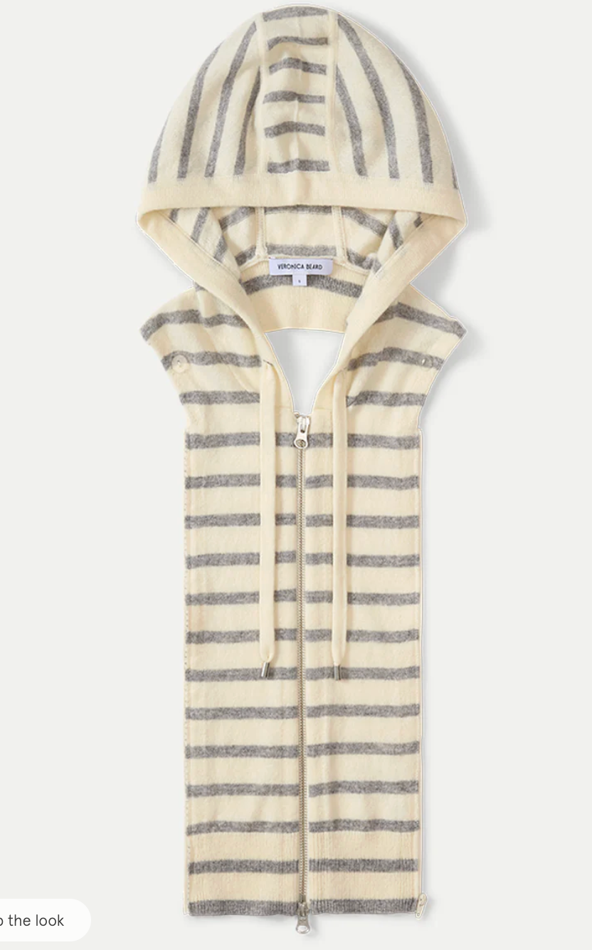 Veronica Beard Cashmere Striped Hooded Dickey size 00-14