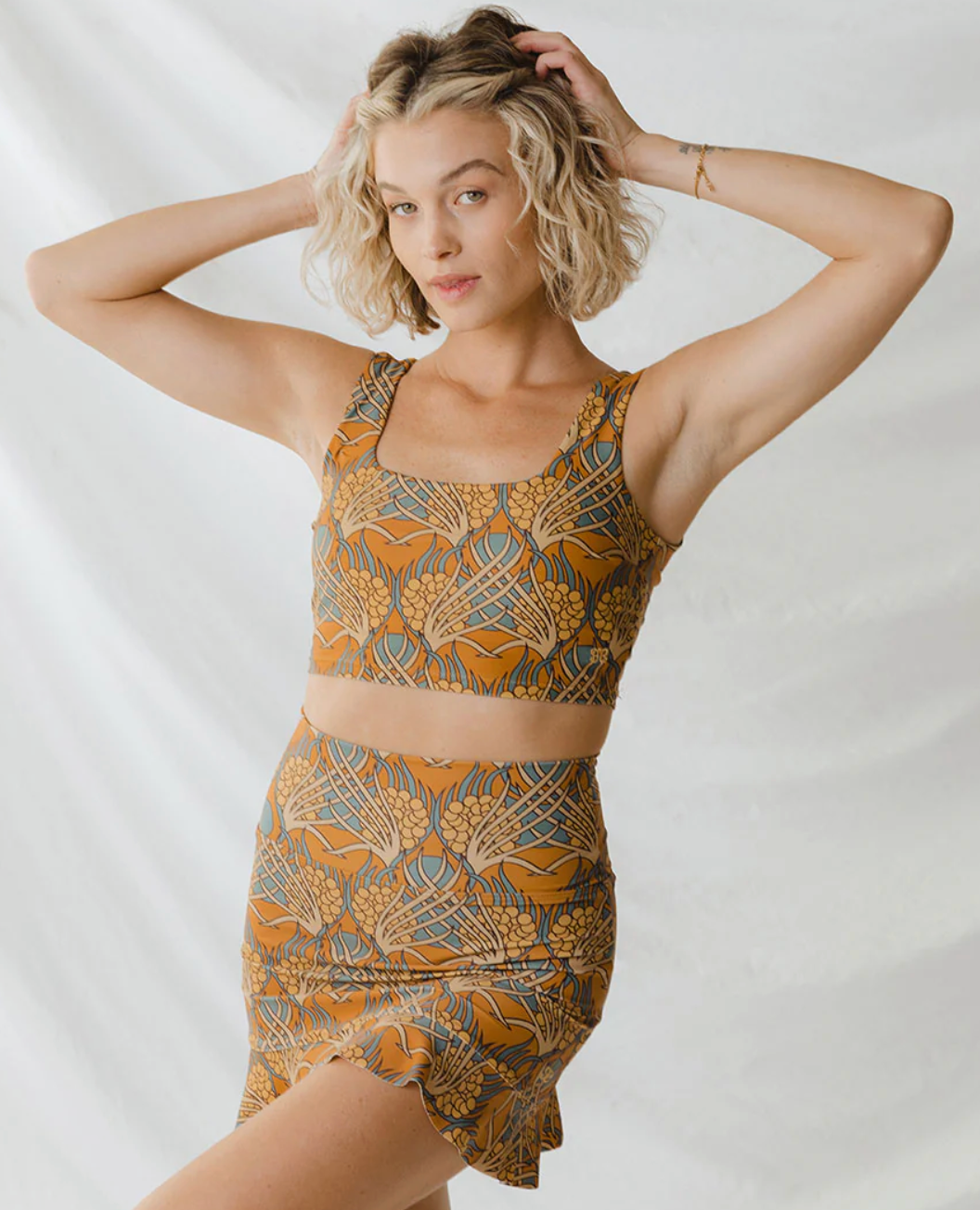 Albuion Fit Golden Hour Swim Crop and Skirt size M/L