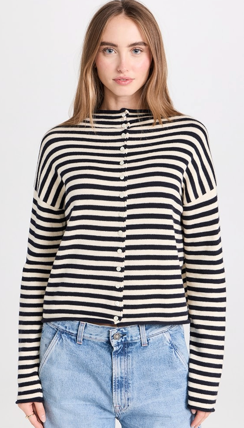 Alex Mill Taylor Striped Cardigan In Cotton Cashmere size XS