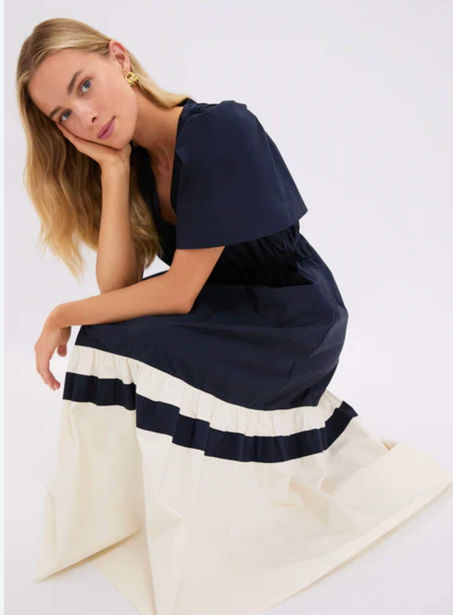 Tuckernuck Mitchell Cream and Navy Dress size L