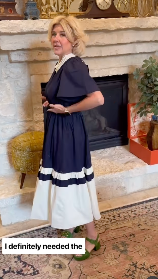 Tuckernuck Mitchell Cream and Navy Dress size L
