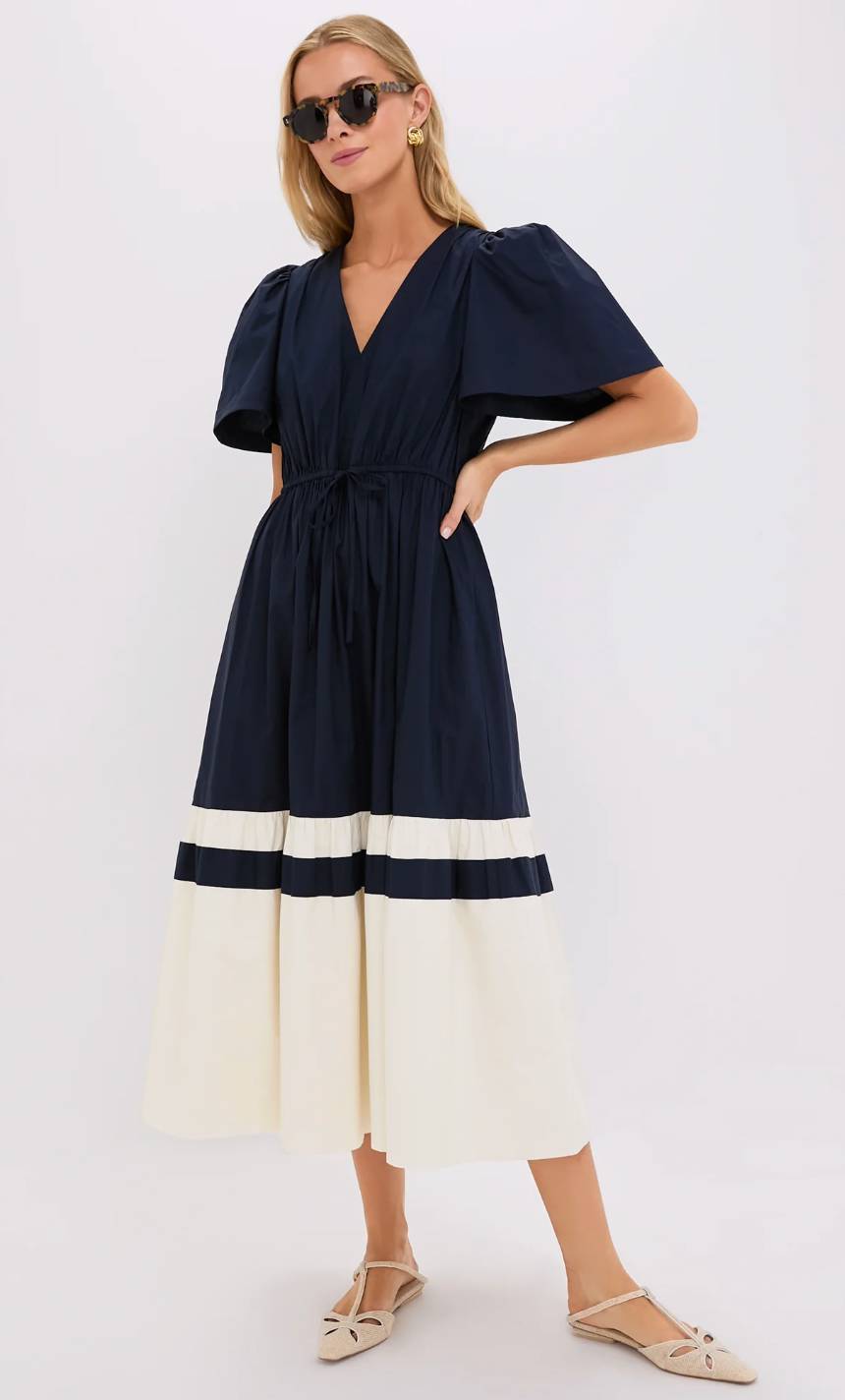 Tuckernuck Mitchell Cream and Navy Dress size L