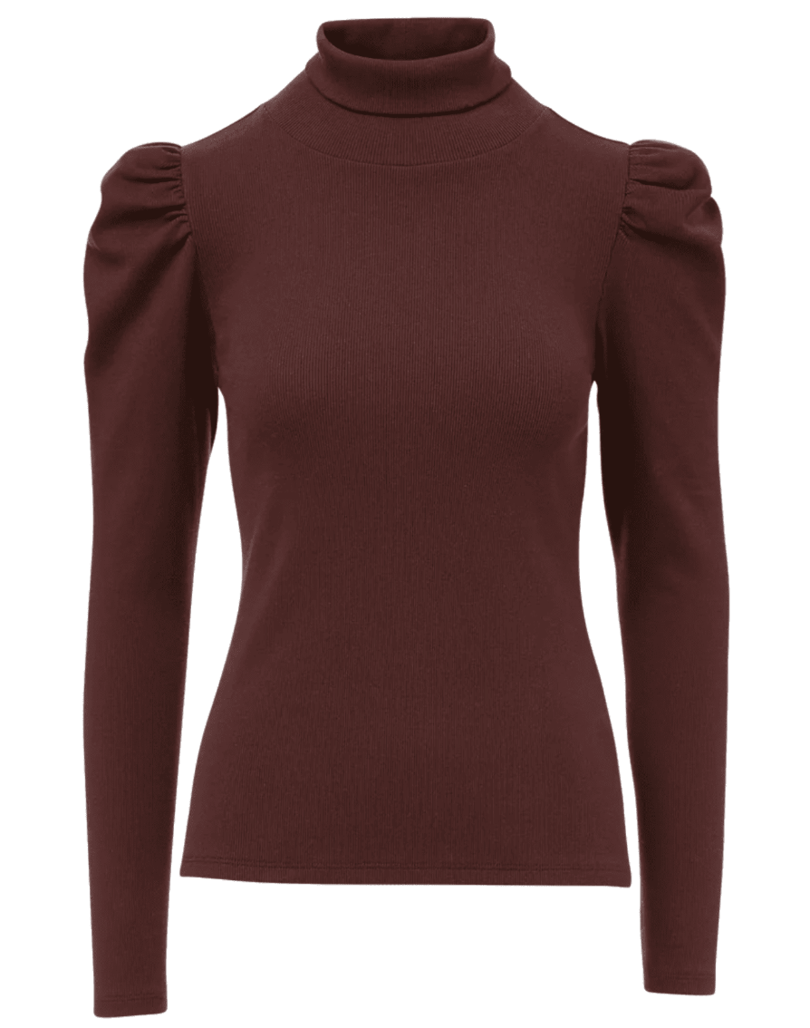 Veronica Beard Oxblood Cedar Puff Sleeve Turtleneck Top size XS