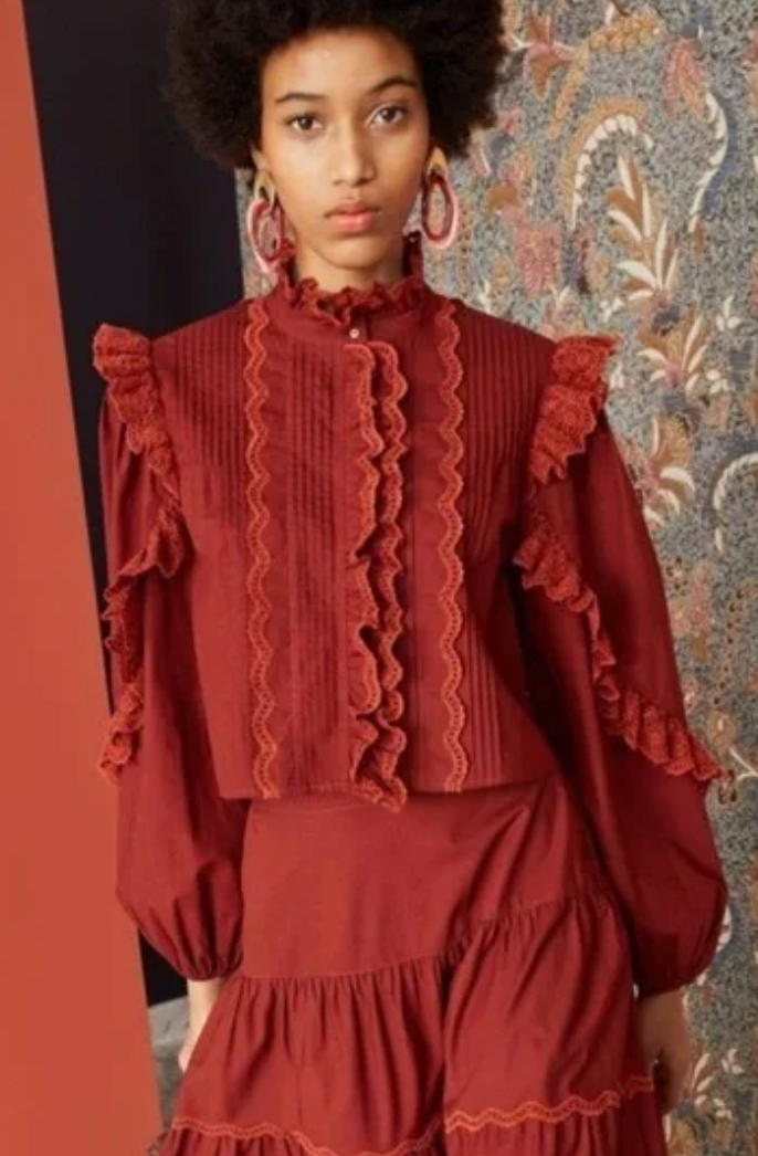 Ulla Johnson Ruffled Cotton Blouse size 4