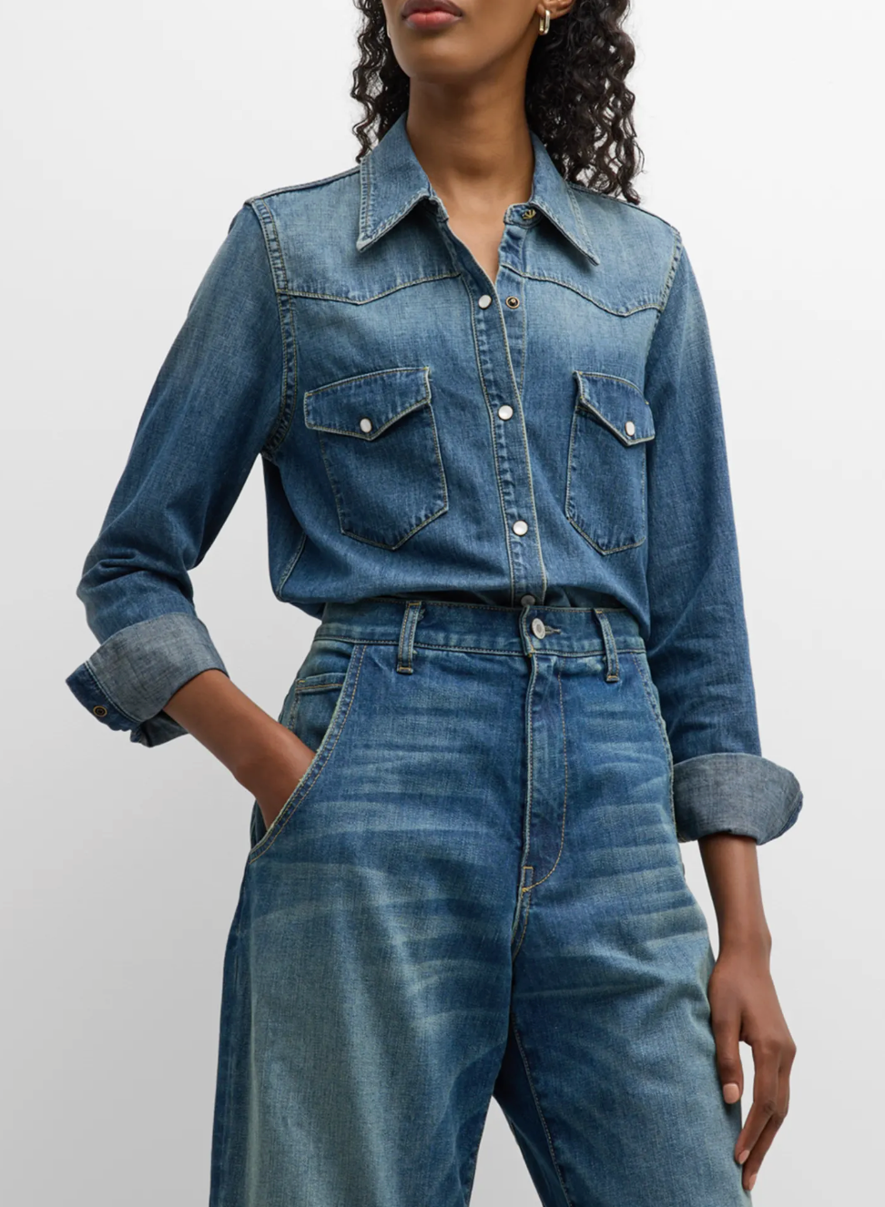 Nili Lotan Travis Denim Shirt size S