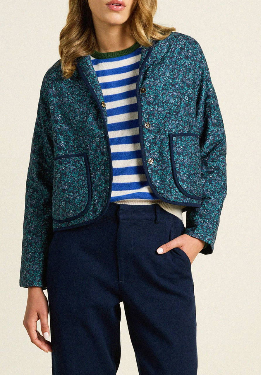 Trovata Birds of Paradis August Quilted Jacket Botanical Border size S