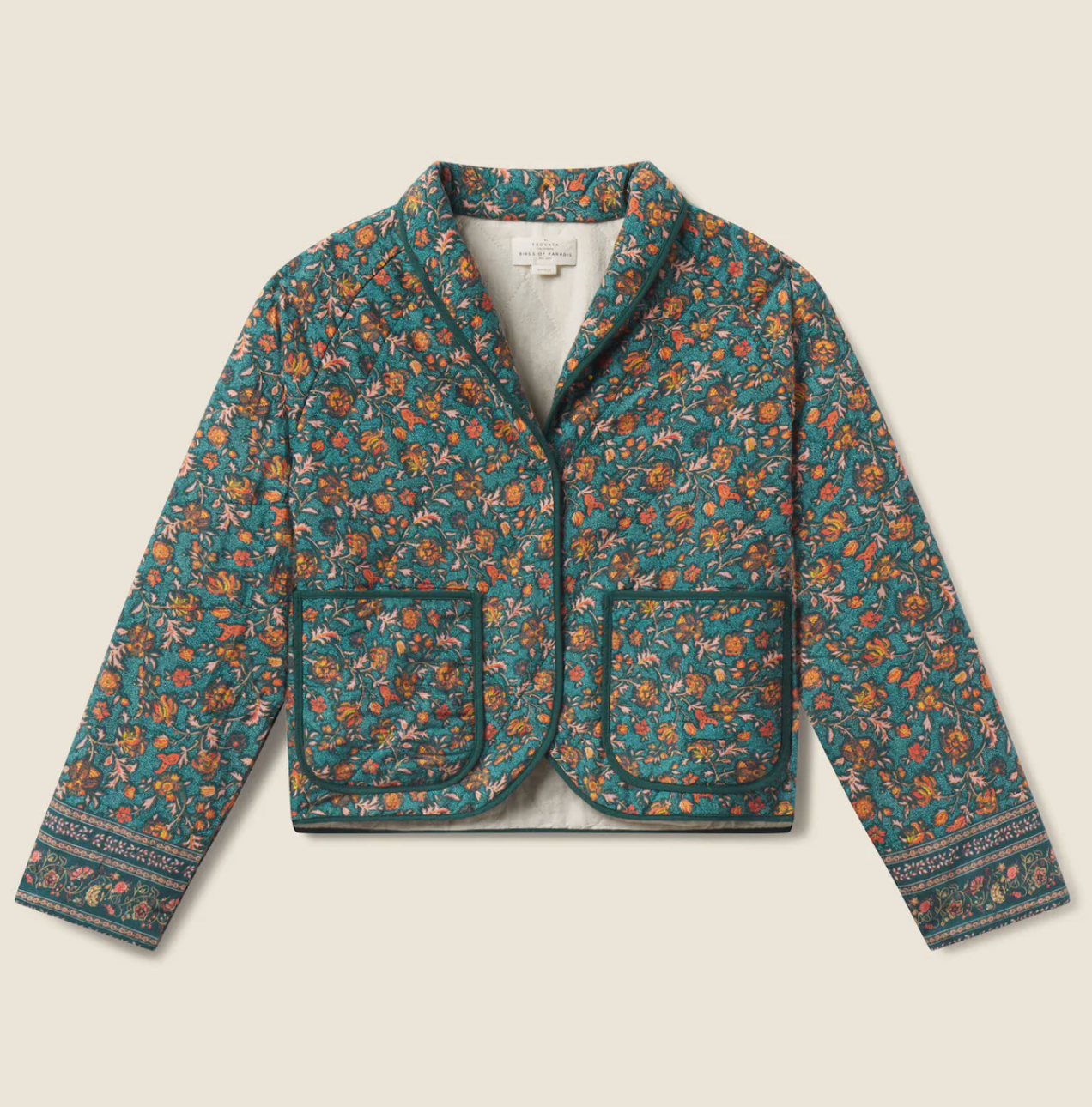 Trovata Birds of Paradis August Quilted Jacket Botanical Border size S