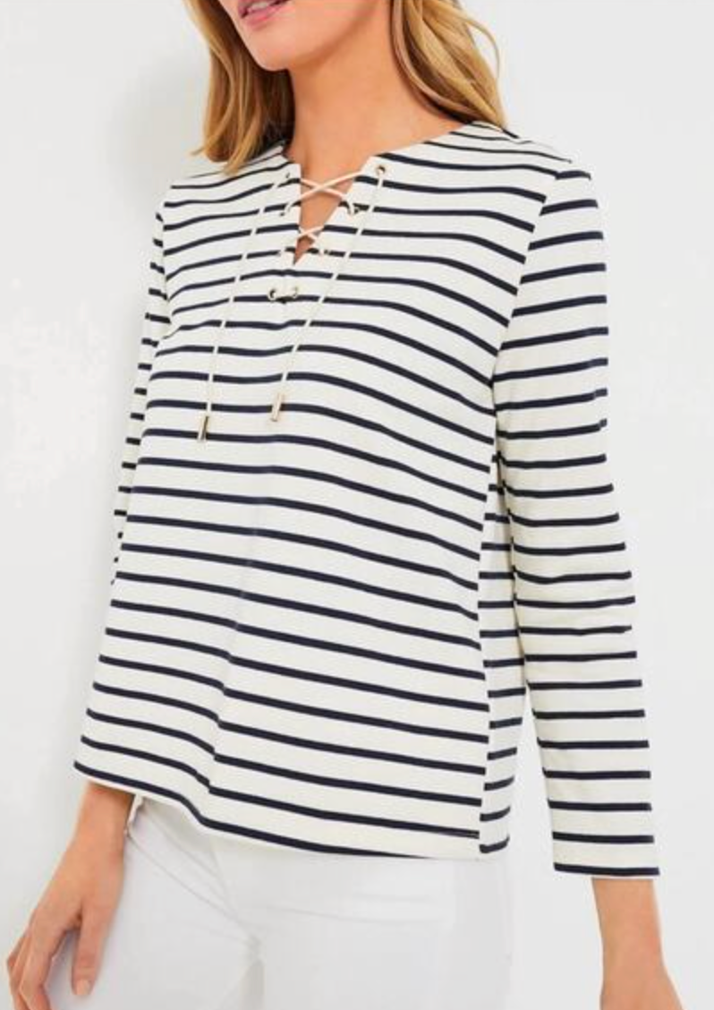 Pomander Place Manon Striped Popover Top size XL