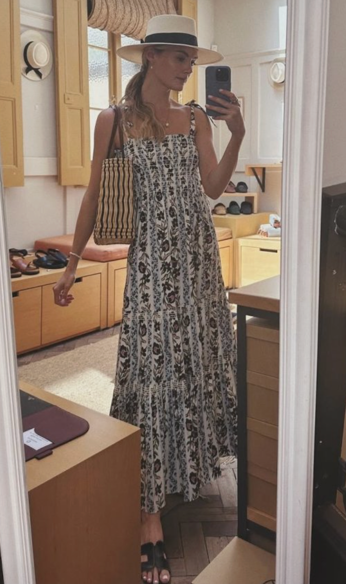 Tory Burch Shirred Tiered Floral Poplin Dress size M