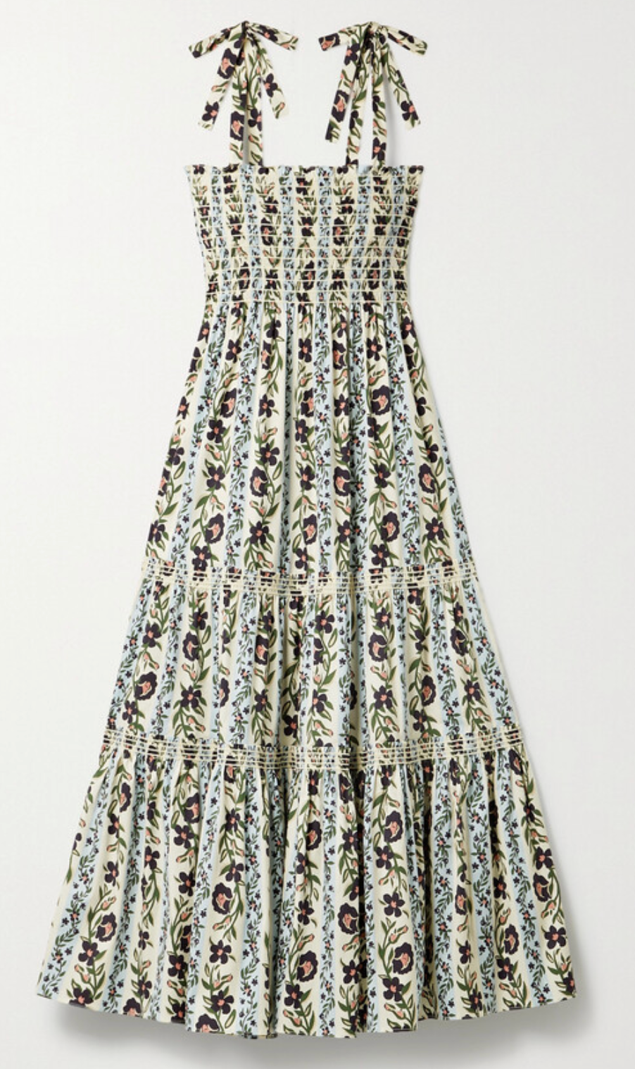 Tory Burch Shirred Tiered Floral Poplin Dress size M