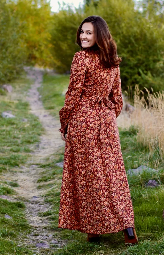 Doen Milana Autumn Floral Midi Dress size S