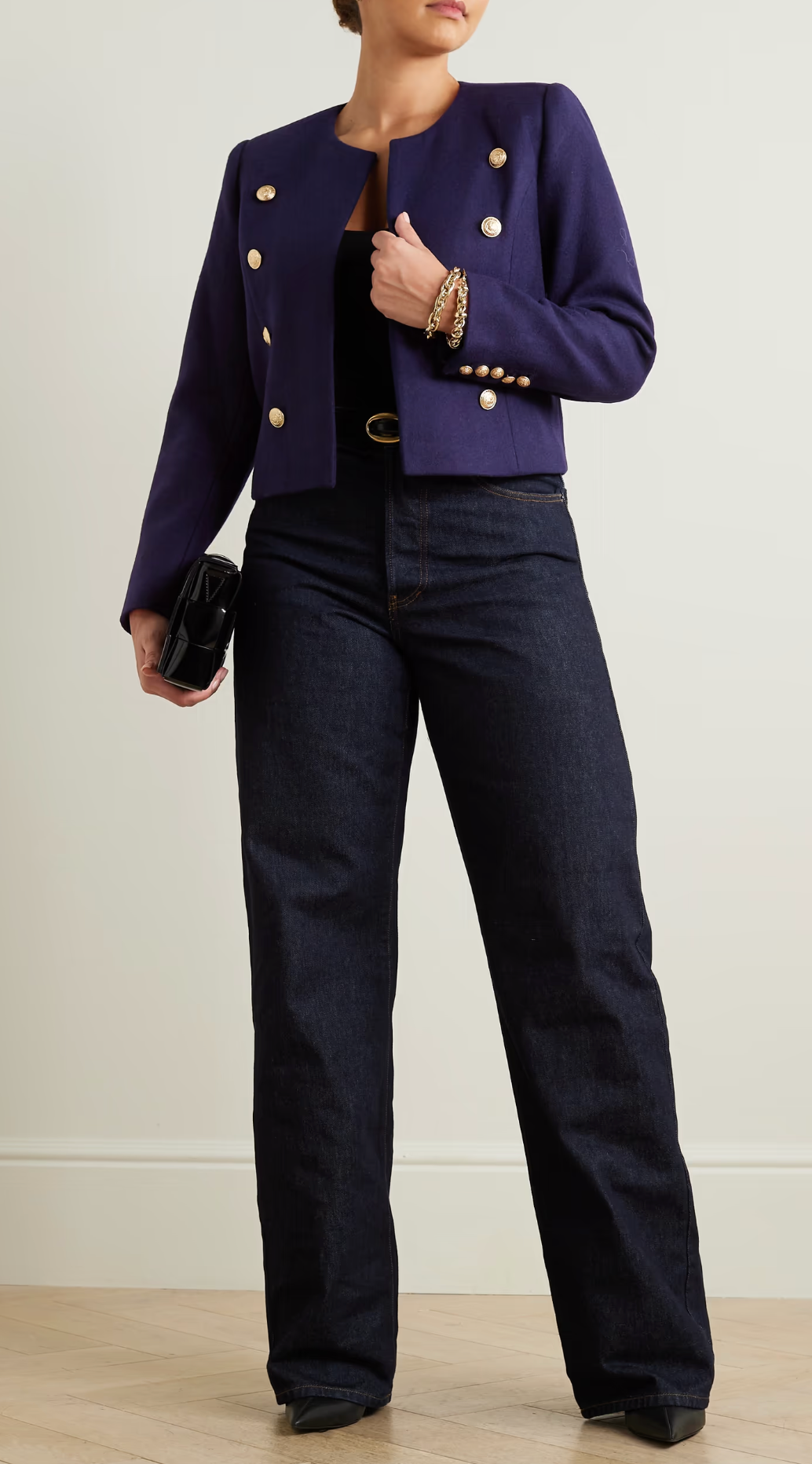 L'Agence True Button-Embellished Wool-Blend Blazer size 4