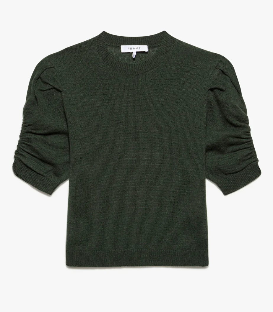 Frame Ruched-Sleeve Recycled-Cashmere Blend Sweater size M