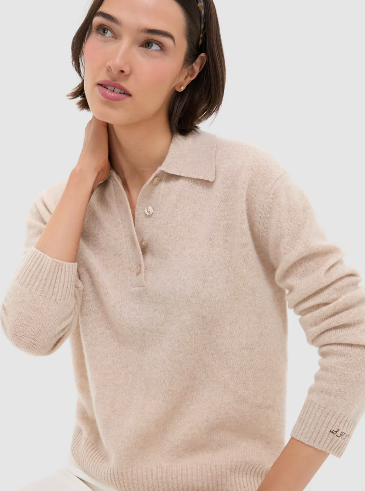 Tuckernuck Sandstone Cashmere Cassidy Polo Sweater size XXL