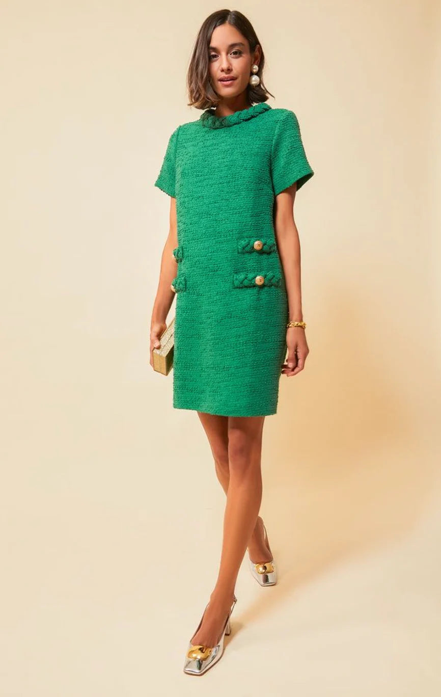 Tuckernuck Green Tweed Jackie Dress size XS