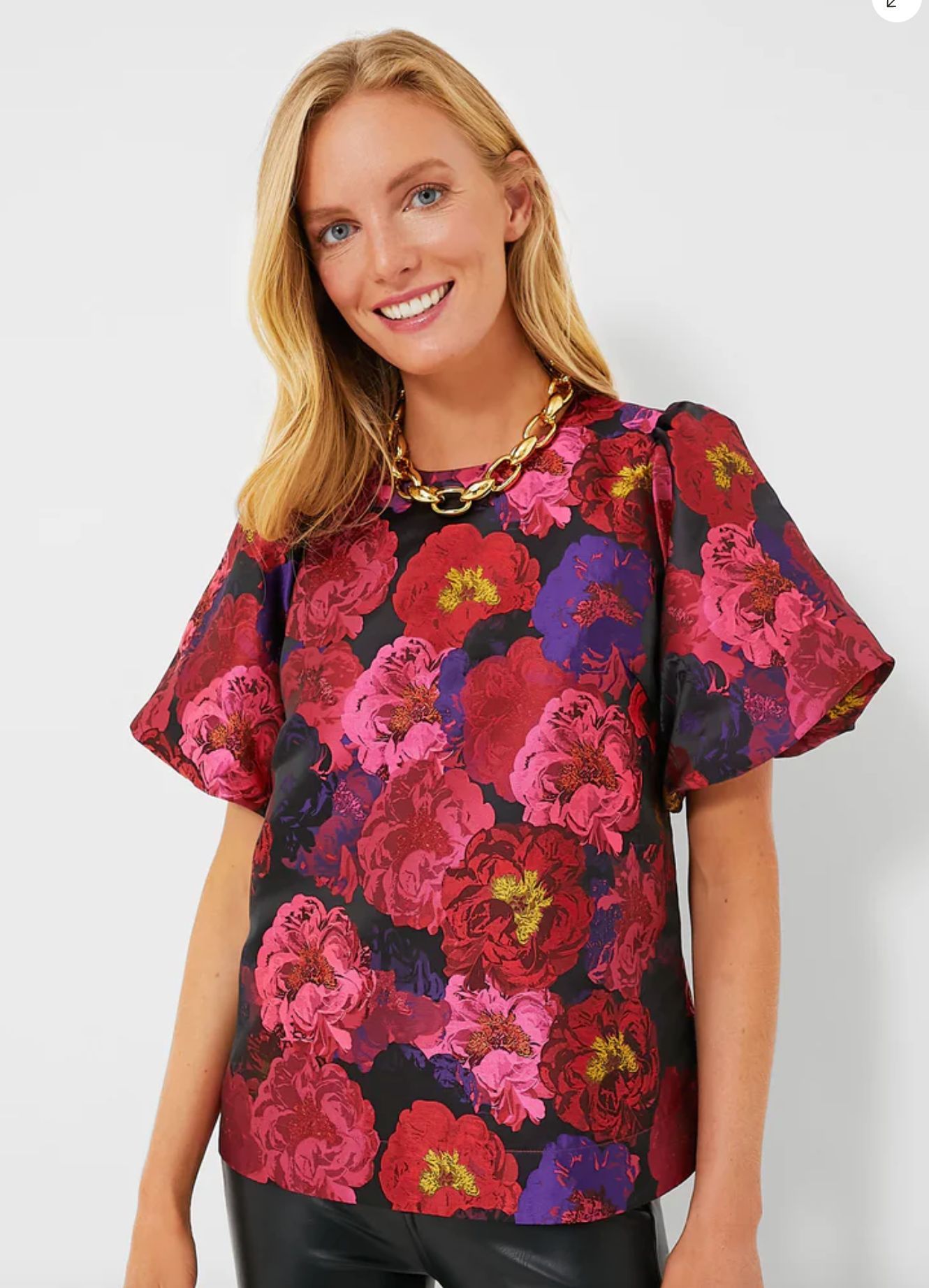 Pomander Place Camellia acquard Lyla Blouse size L