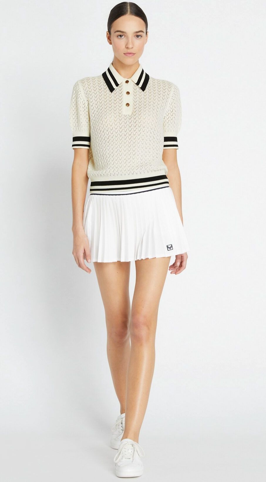 Tory Burch Cotton Pointelle Polo Top size XL