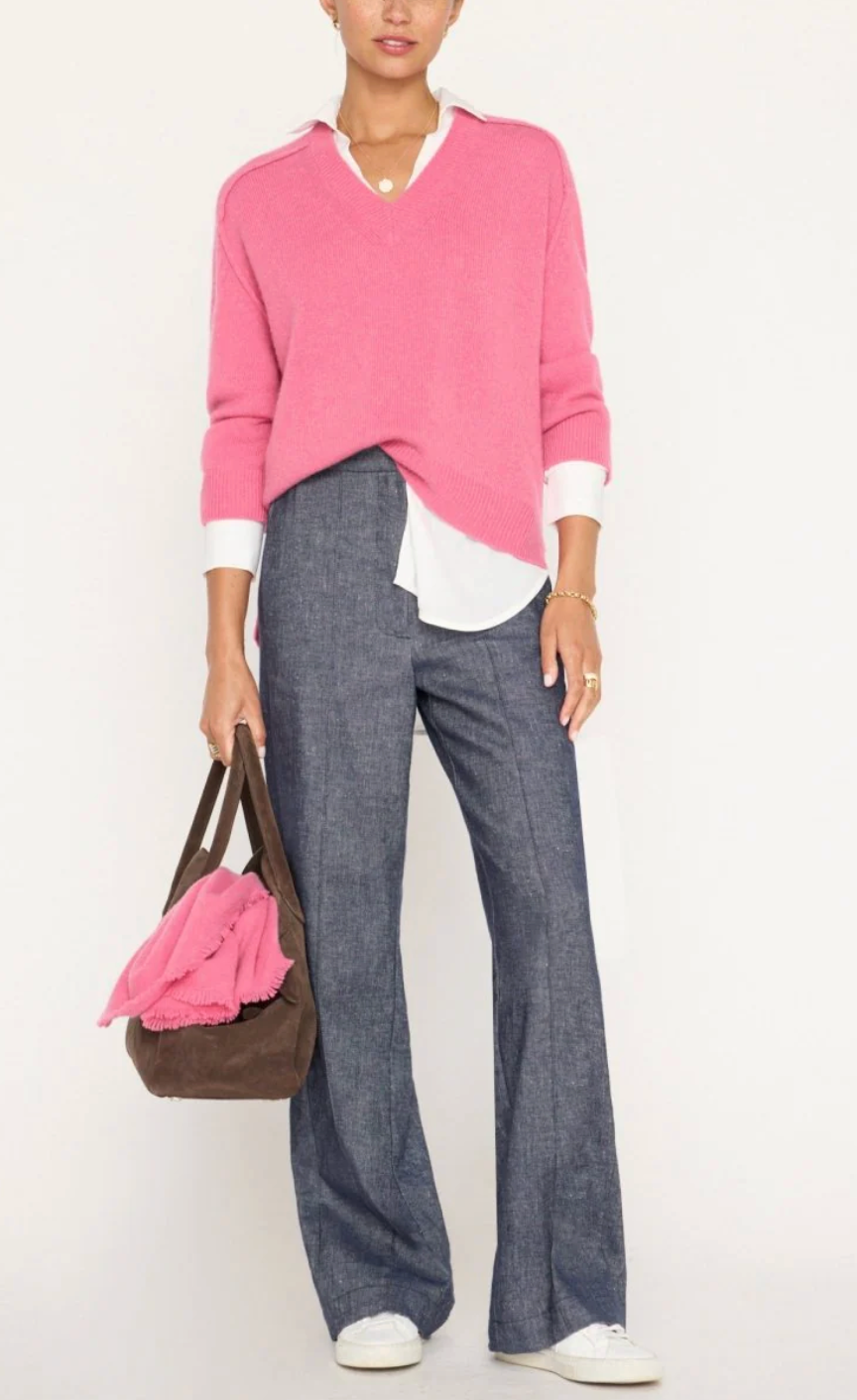 Brochu Walker The Looker Layered V-Neck in Aster Pink size XS