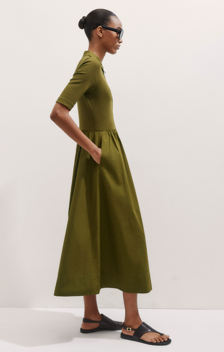 Me+Em Mixed Media Shirt Collar Maxi Dress size US 4