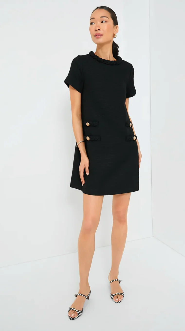 Tuckernuck Tweed Jackie Dress in Black size L