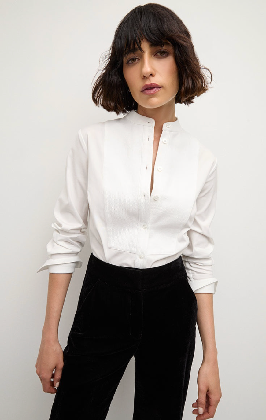Veronica Beard Naya Cotton-Blend Stand-Collar Shirt size 0