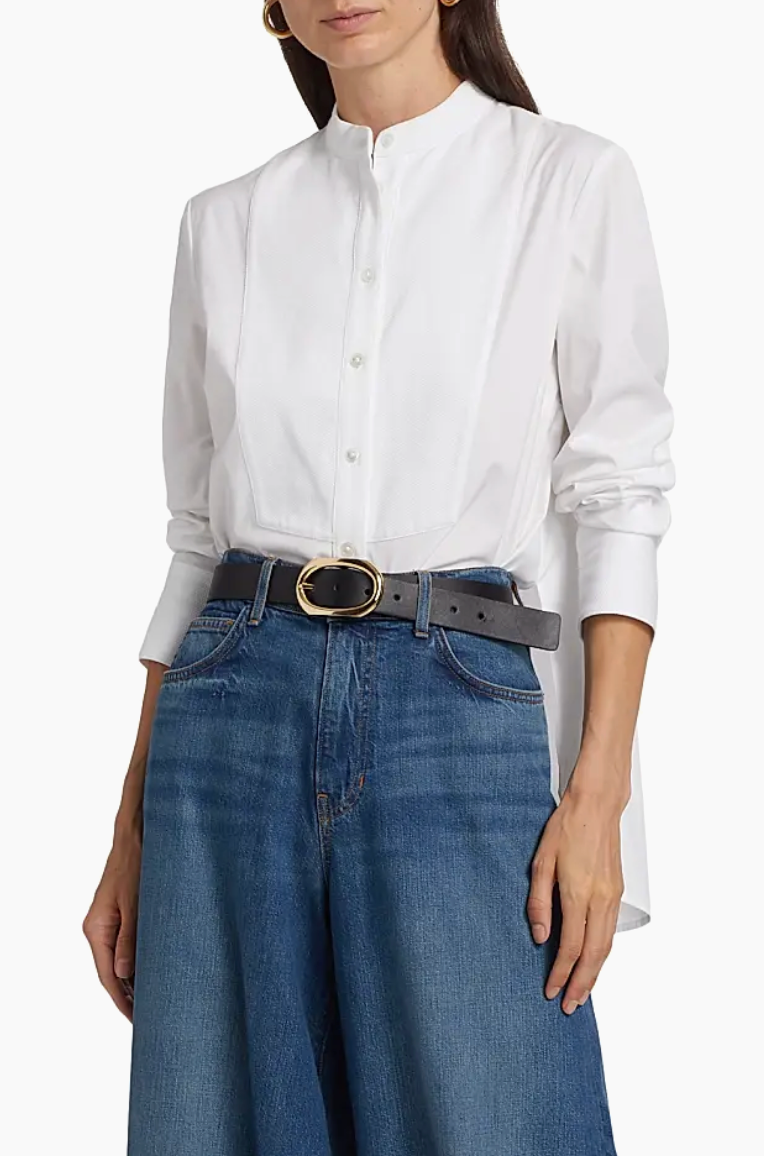 Veronica Beard Naya Cotton-Blend Stand-Collar Shirt size 0