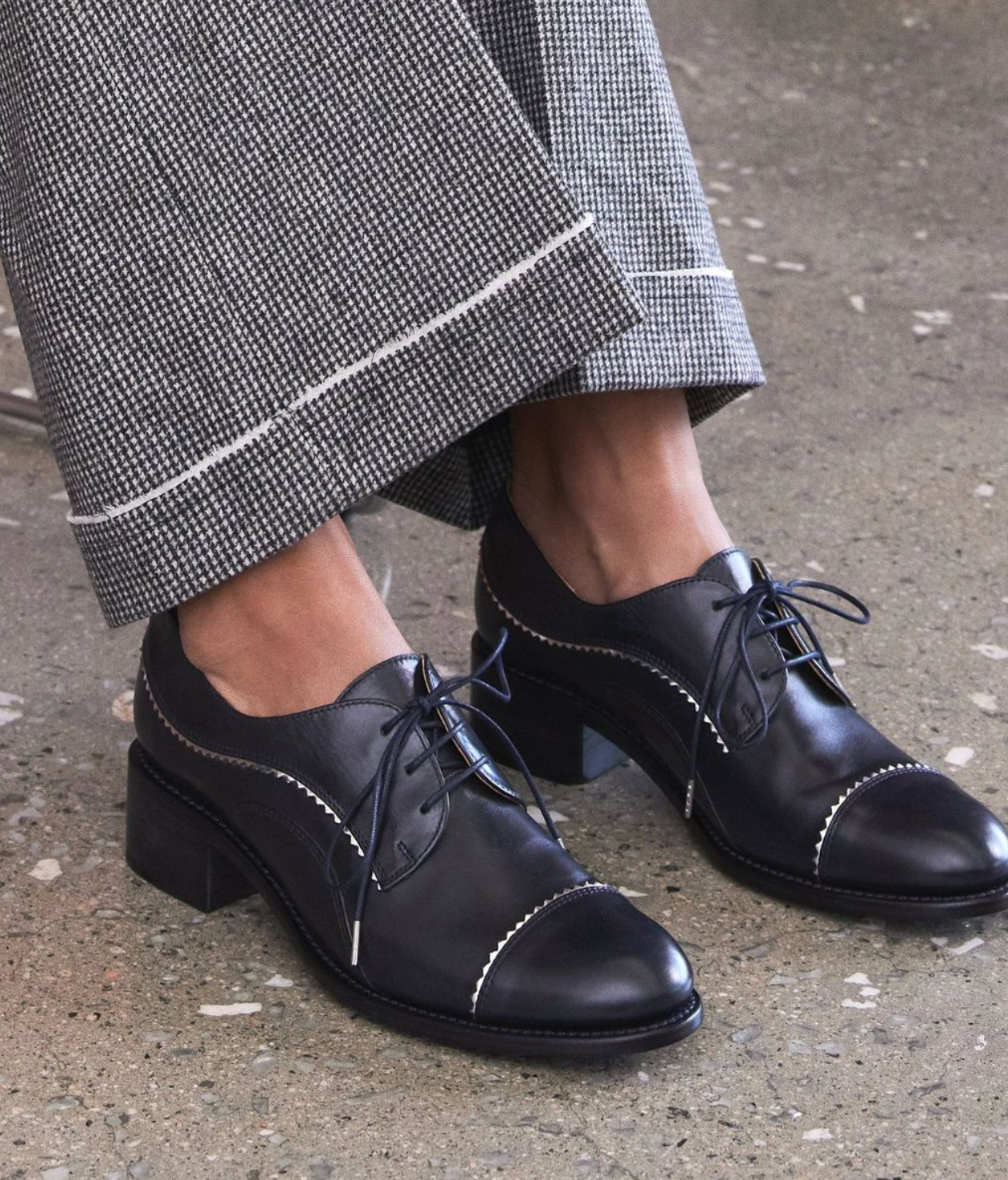 The Office of Angela Scott Ms. Neale Derby Shoes in Slate Blue/Black size 38