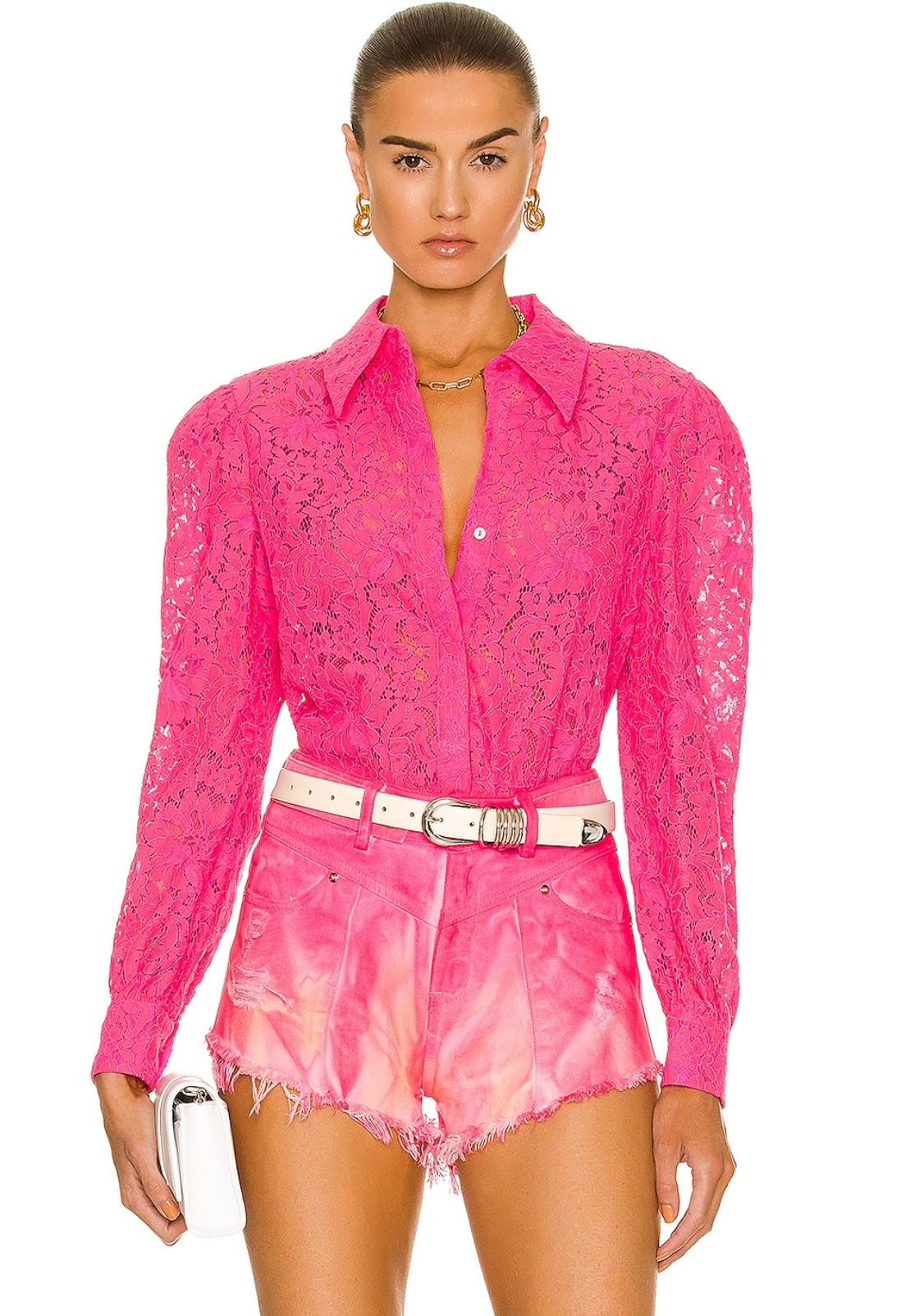 L'Agence Jenica Lace Blouse in Rose size M