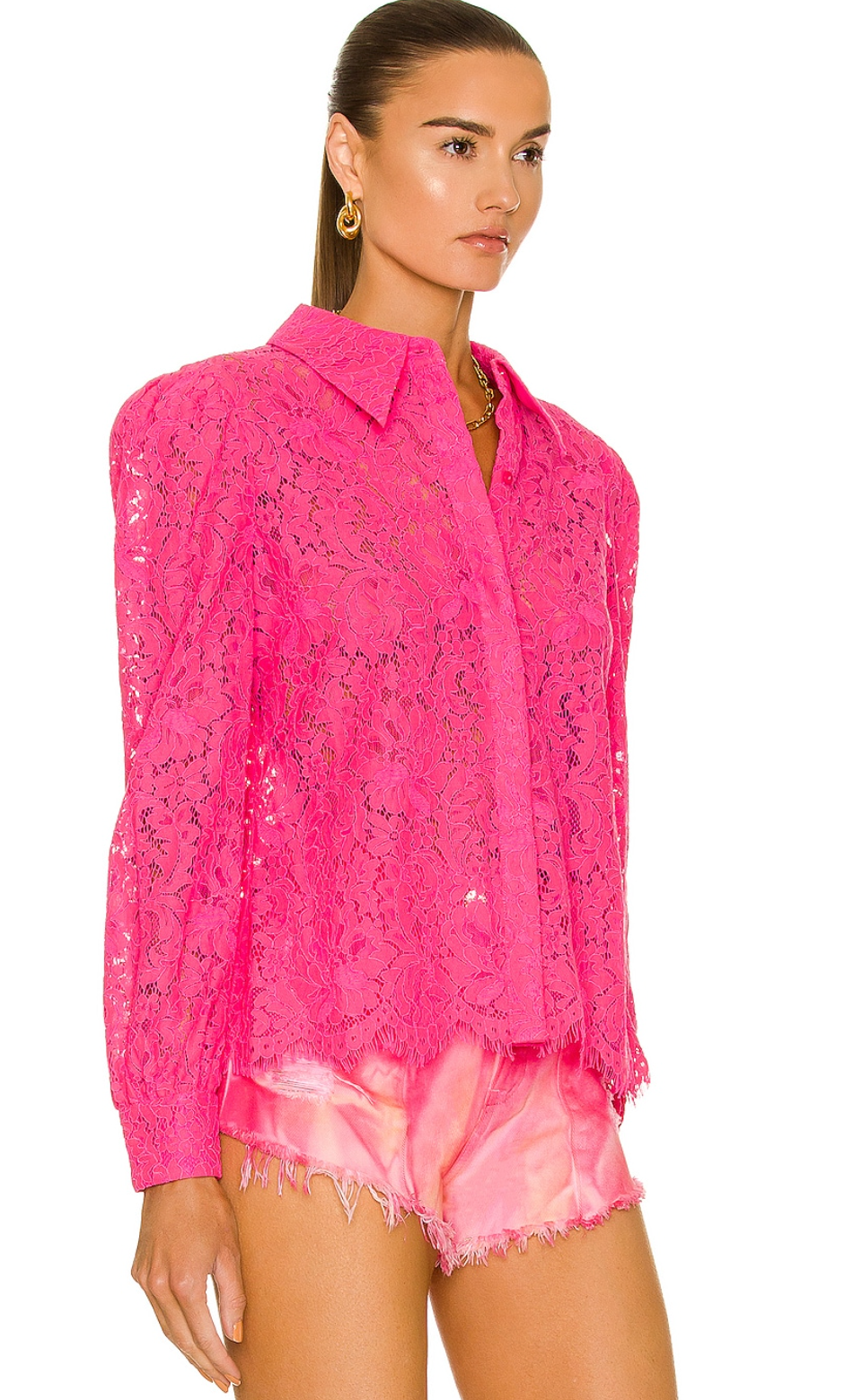 L'Agence Jenica Lace Blouse in Rose size M