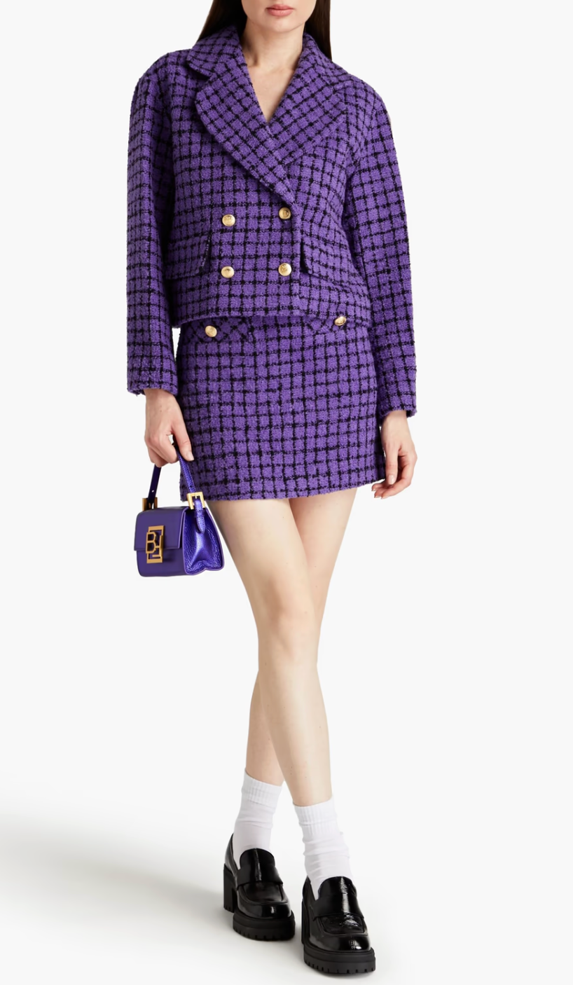 Sandro Double-Breasted Bouclé-Tweed Blazer size US 0