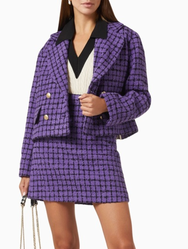 Sandro Double-Breasted Bouclé-Tweed Blazer size US 0