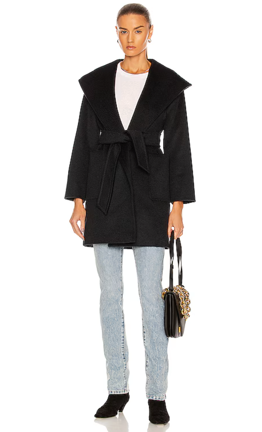 Max Mara Morfeo Hooded Drap Camel Trench Coat In Pink size US 4