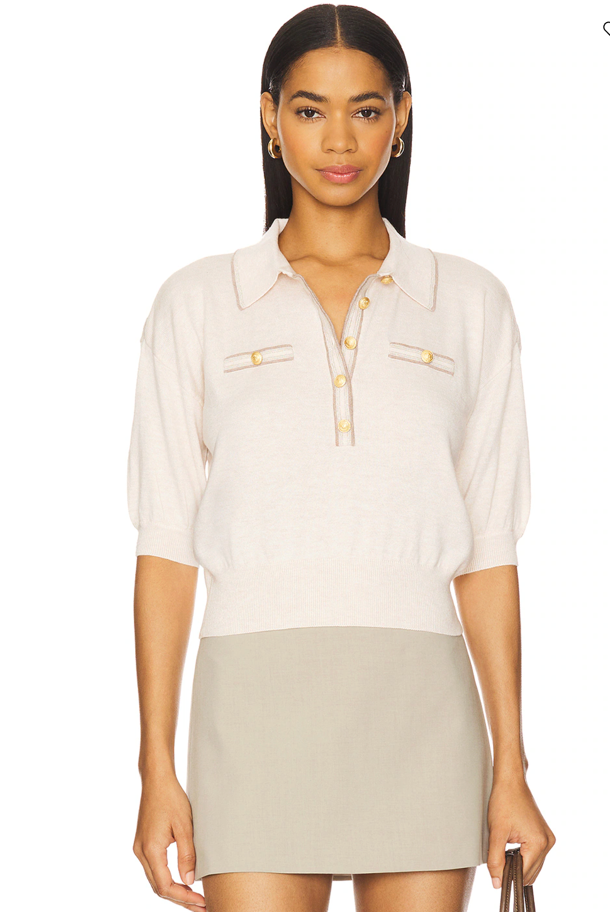 L'Agence Masaki Short Sleeve Collared Sweater size XS