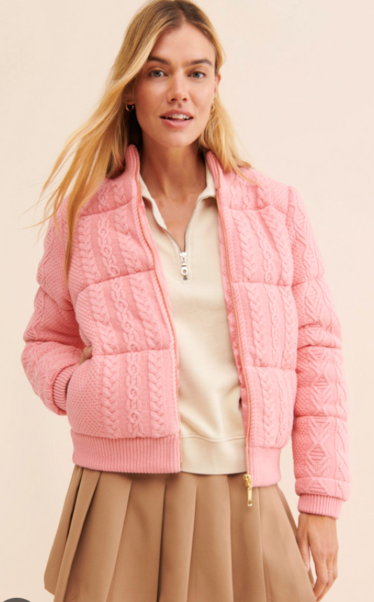 LoveShackFancy Andora Cotton Knit Bomber Jacket size S