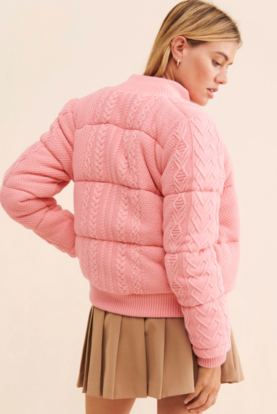 LoveShackFancy Andora Cotton Knit Bomber Jacket size S