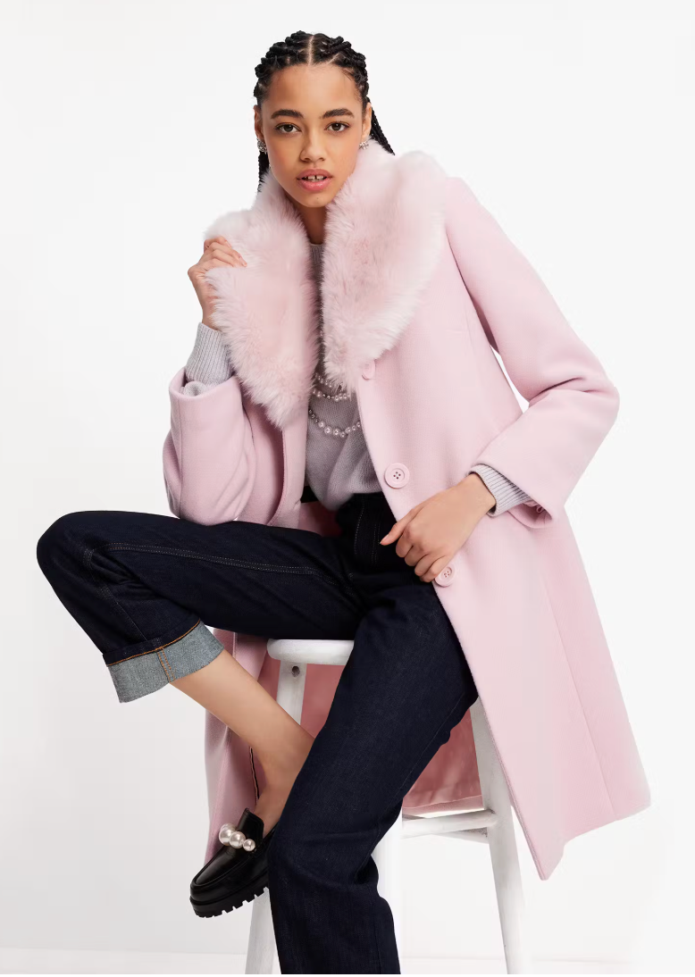 Kate Spade Faux Fur Wool Coat size 14