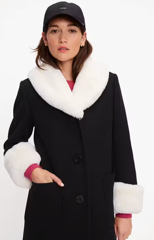 Kate Spade Faux Fur Wool Coat size 14