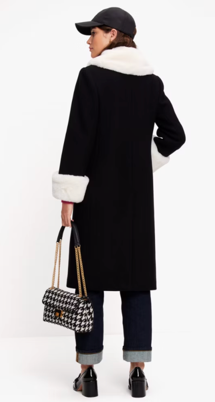 Kate Spade Faux Fur Wool Coat size 14